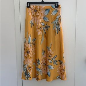 Satin Floral Midi Skirt